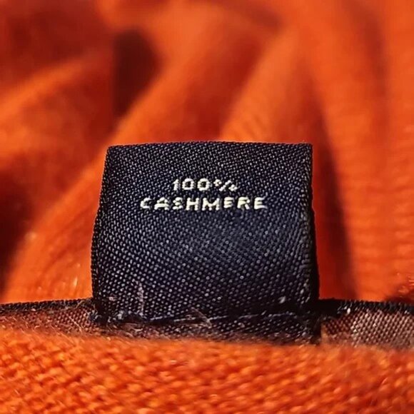 Men's Lands' End v-Neck 100% Cashmere Pullover Sweater Orange/Terracotta Sz XXL - Picture 16 of 16